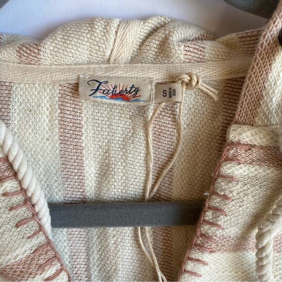 Faherty Daytripper Hoodie Striped Neutral Pullover Beach Cover Up Small Womens - Picture 5 of 9